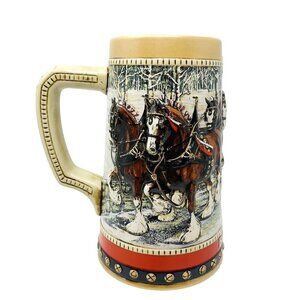 1988 Budweiser Holiday Beer Stein Mug Clydesdales Handcrafted Collectible Gift